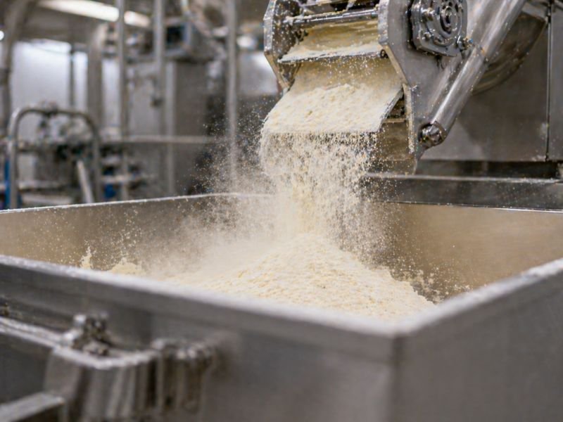 Dust control system in food processing plant