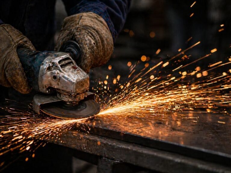 Grinding and polishing dust control in metal processing workshop