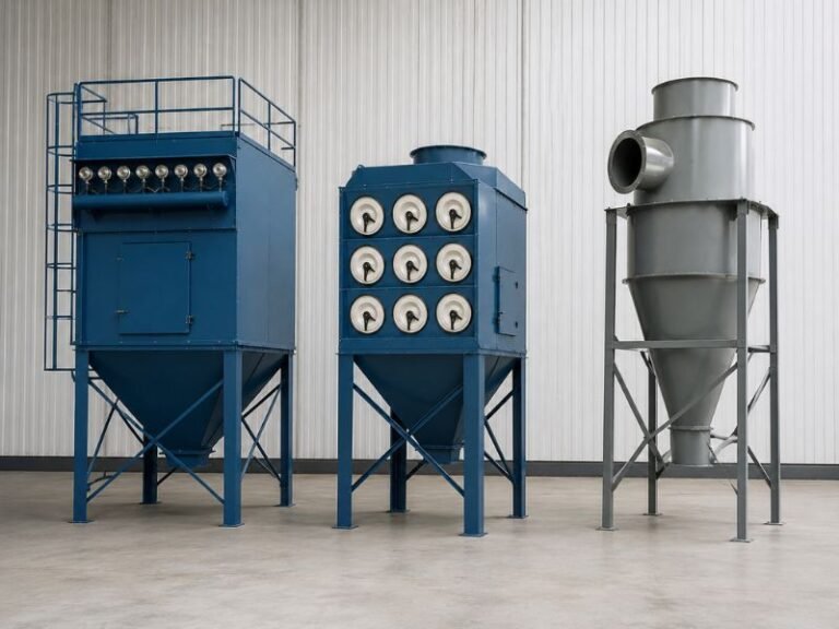 Industrial dust collector selection with baghouse cartridge and cyclone dust collectors