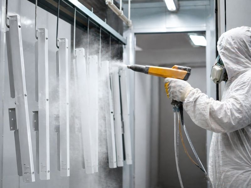 Powder coating dust collection system in industrial coating line