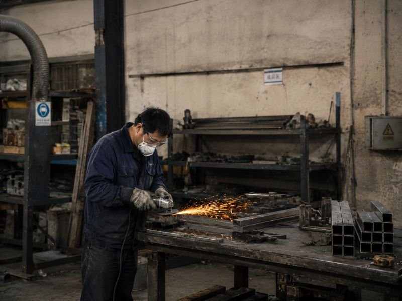 Grinding and polishing dust collection application in metal workshop
