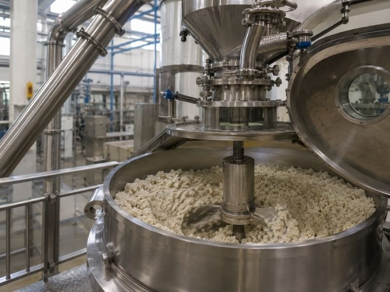 Industrial granulation process using a stainless steel high-shear mixer granulator