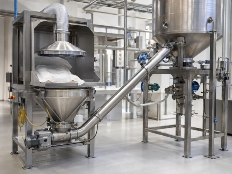 Powder handling system in a pharmaceutical processing facility