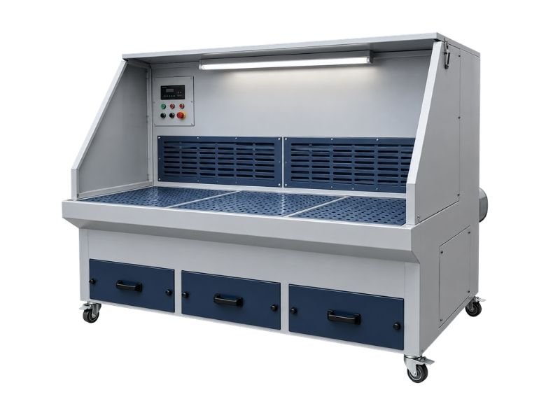 Industrial downdraft dust collection table for grinding and polishing
