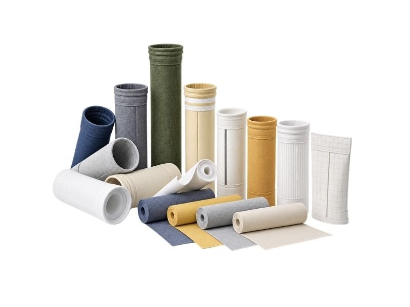 Industrial dust collector filter bags and filter elements