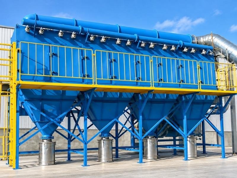 Industrial pulse-jet baghouse dust collector for continuous dust filtration