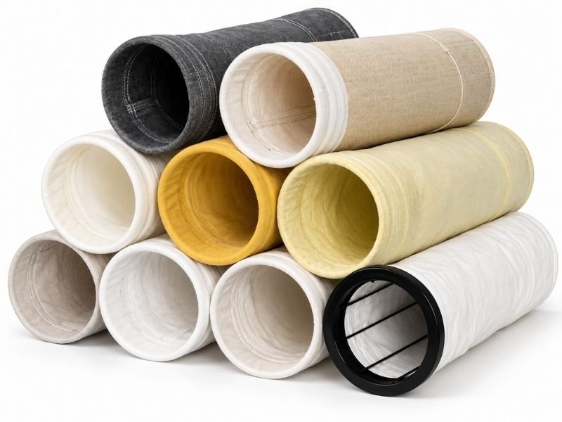 Anti-static dust collector filter bags in various conductive filter media materials