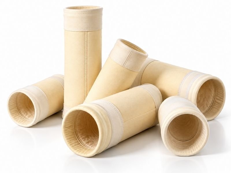 High-temperature aramid filter bags with reinforced cuffs for industrial baghouse dust collectors
